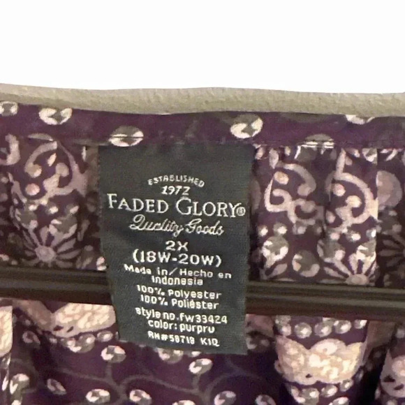 FADED GLORY Sheer Tunic Size 2X Purple Ladies - Picture 3 of 3